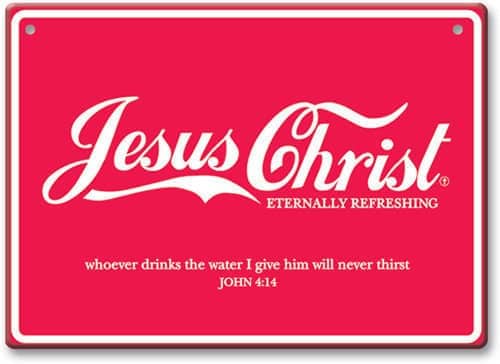 Jesus Christ Eternally Refreshing Icon Which Mimics Coca-Cola Logo